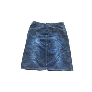 Dark Blue Denim Jean Skirt New Frontier Size 2 Chevron Herringbone Pattern